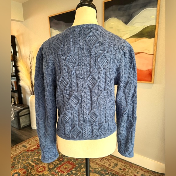 Berwin & Wolff Blue Cable Knit Cardigan Sweater - Picture 4 of 8